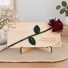 Cargar imagen en el visor de la galería, Rosa forjada con base de madera clara