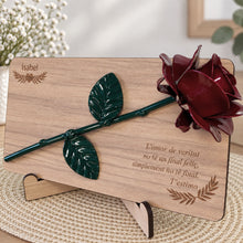 Cargar imagen en el visor de la galería, Rosa forjada con placa de madera oscura