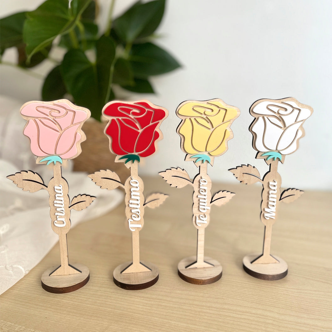 Rosa de madera y metacrilato varios colores