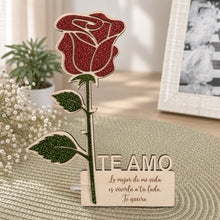 Cargar imagen en el visor de la galería, Rosa de madera y metacrilato glitter