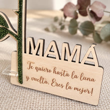 Cargar imagen en el visor de la galería, Rosa de madera y metacrilato glitter