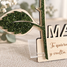 Cargar imagen en el visor de la galería, Rosa de madera y metacrilato glitter