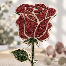 Cargar imagen en el visor de la galería, Rosa de madera y metacrilato glitter
