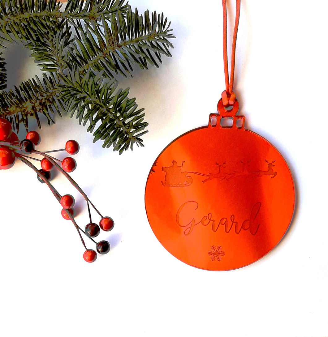 Bola con nombre espejo Santa Claus