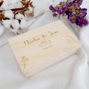 Caja de madera para alianzas modelo Anillos