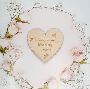 Recordatorio / Marcasitio modelo CORAZÓN COMUNIÓN
