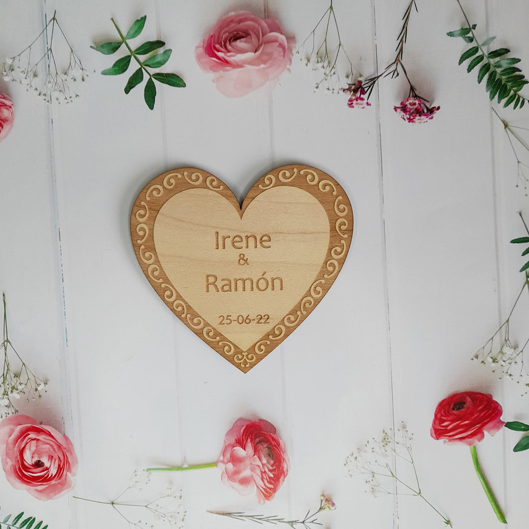 Recordatorio / Marcasitio modelo CORAZÓN BODA