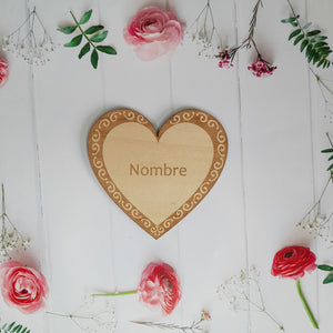 Recordatorio / Marcasitio modelo CORAZÓN BODA