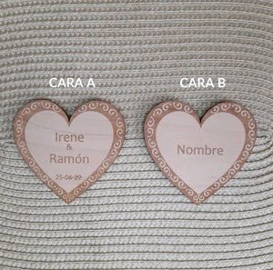 Recordatorio / Marcasitio modelo CORAZÓN BODA